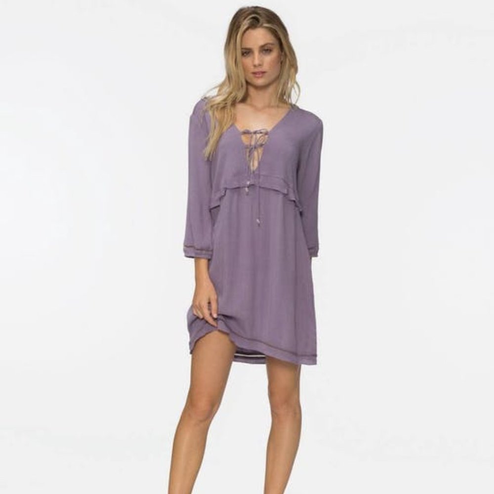 TAVIK Purple Sage Benson Tie Front V-Neck Dress